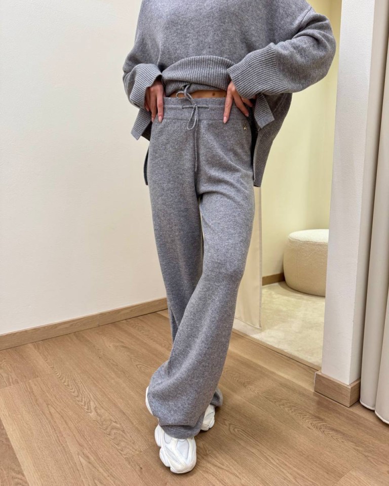 Pantalone palazzo in maglia grigio mélange Souvenir Shop Online Pantalone palazzo in maglia grigio mélange Souvenir