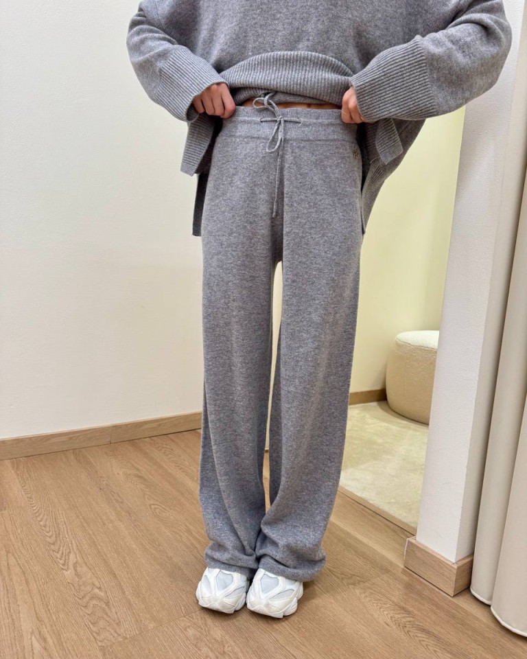 Pantalone palazzo in maglia grigio mélange Souvenir Shop Online Pantalone palazzo in maglia grigio mélange Souvenir