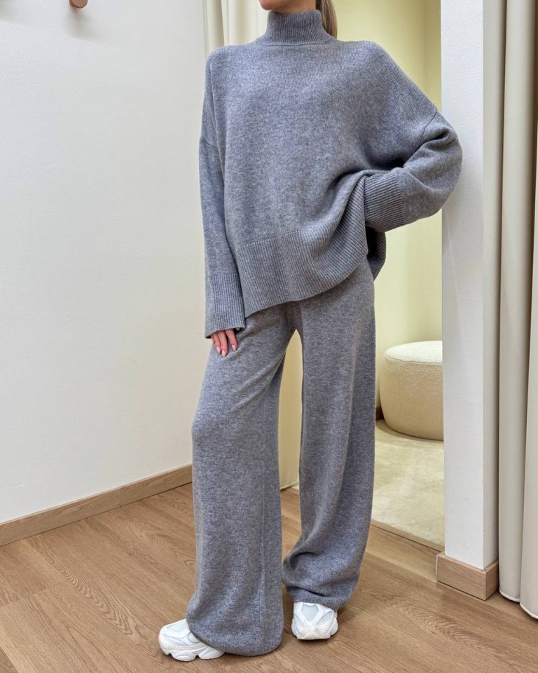 Pantalone palazzo in maglia grigio mélange Souvenir Shop Online Pantalone palazzo in maglia grigio mélange Souvenir