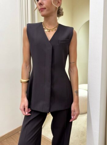 Shop Online Gilet abbottonatura nascosta moro Kontatto