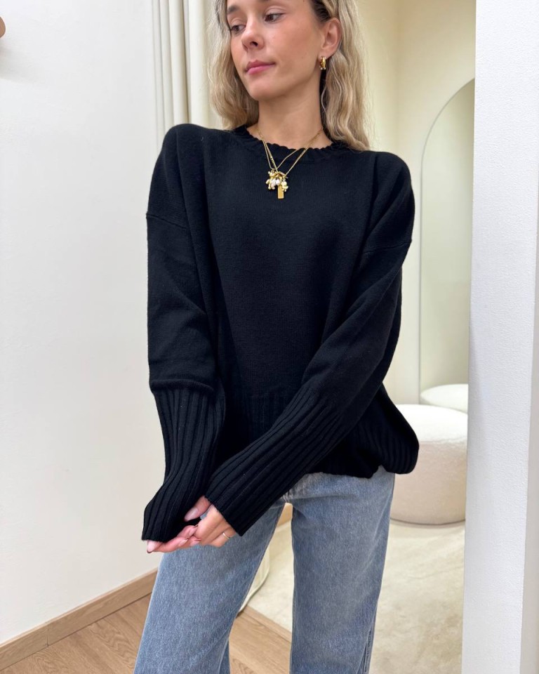 Maglione in lana over nero Vicolo Shop Online Maglione in lana over nero Vicolo