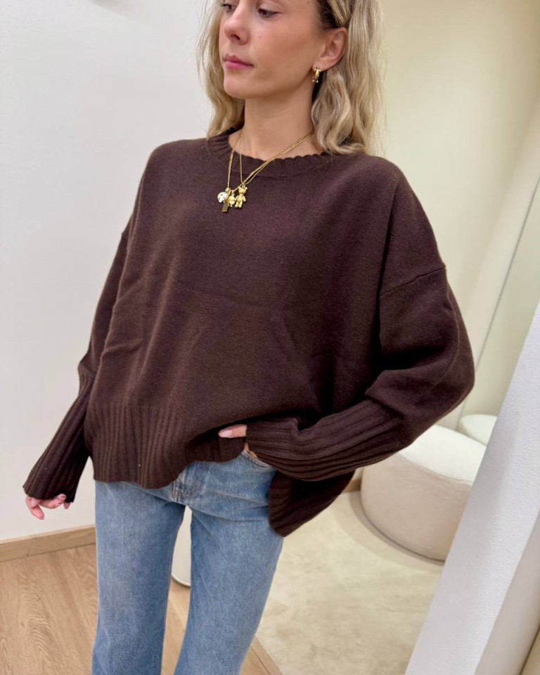 Maglione in lana over moro Vicolo Shop Online Maglione in lana over moro Vicolo