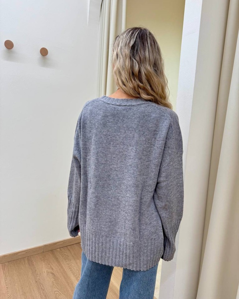 Maglione in lana over grigio Vicolo Shop Online Maglione in lana over grigio Vicolo