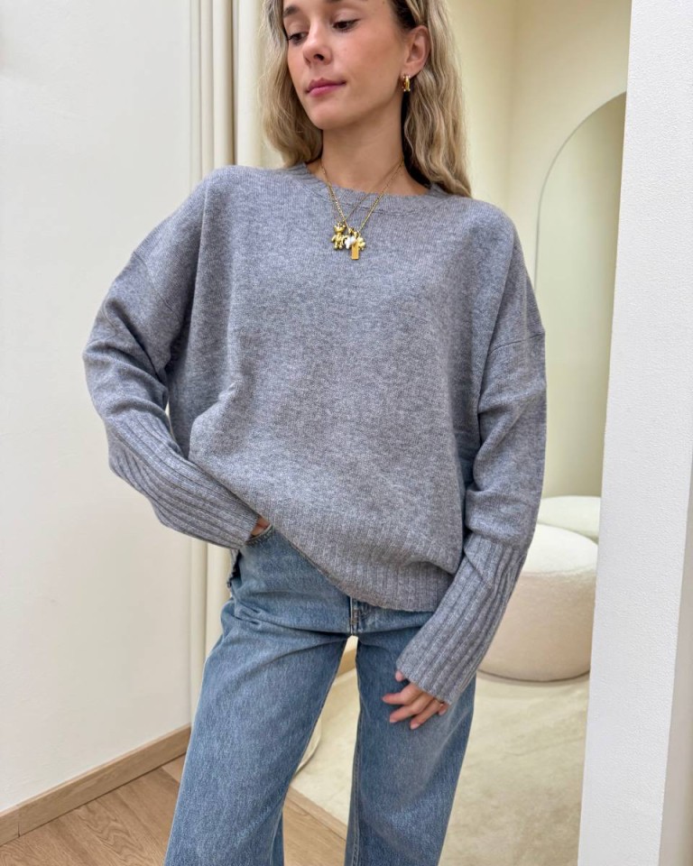 Maglione in lana over grigio Vicolo Shop Online Maglione in lana over grigio Vicolo