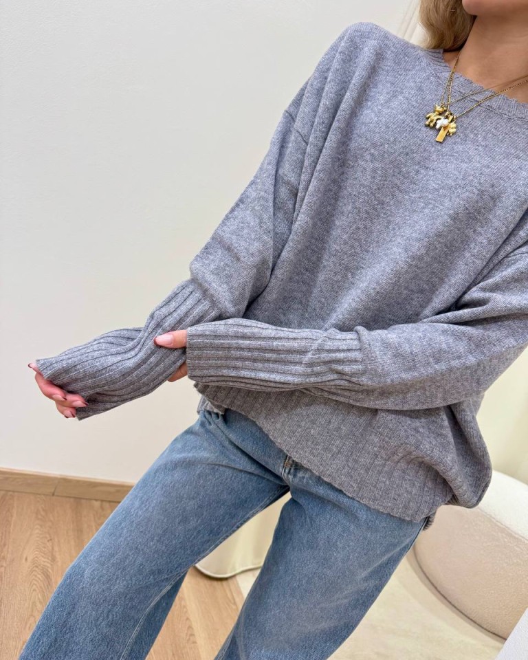 Maglione in lana over grigio Vicolo Shop Online Maglione in lana over grigio Vicolo