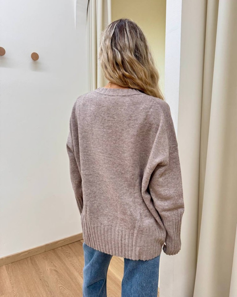 Maglione in lana over beige melange Vicolo Shop Online Maglione in lana over beige melange Vicolo