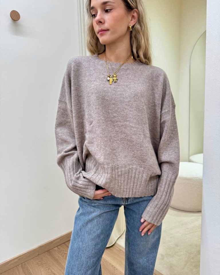 Maglione in lana over beige melange Vicolo Shop Online Maglione in lana over beige melange Vicolo