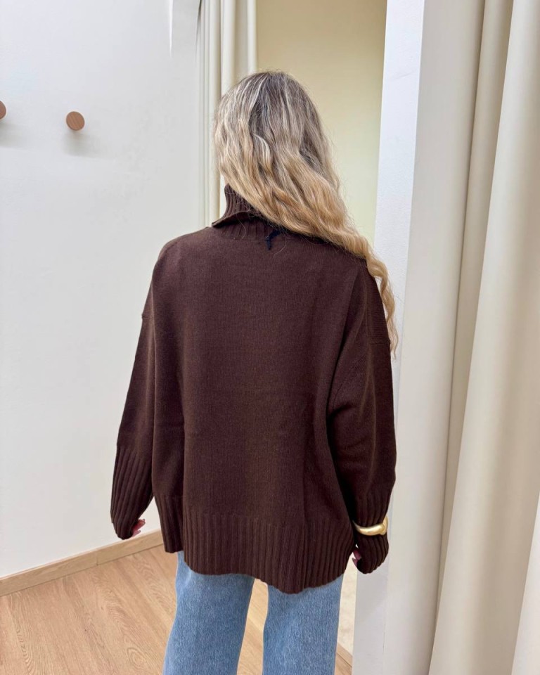 Maglione over pura lana moro Vicolo Shop Online Maglione over pura lana moro Vicolo