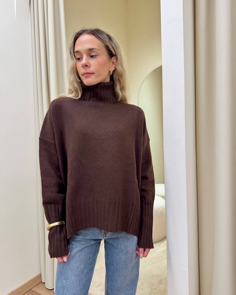 Maglione over pura lana moro Vicolo Shop Online Maglione over pura lana moro Vicolo