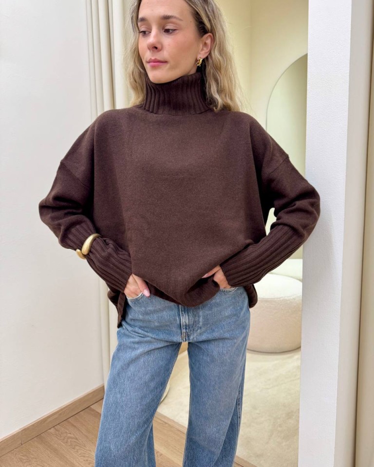 Maglione over pura lana moro Vicolo Shop Online Maglione over pura lana moro Vicolo