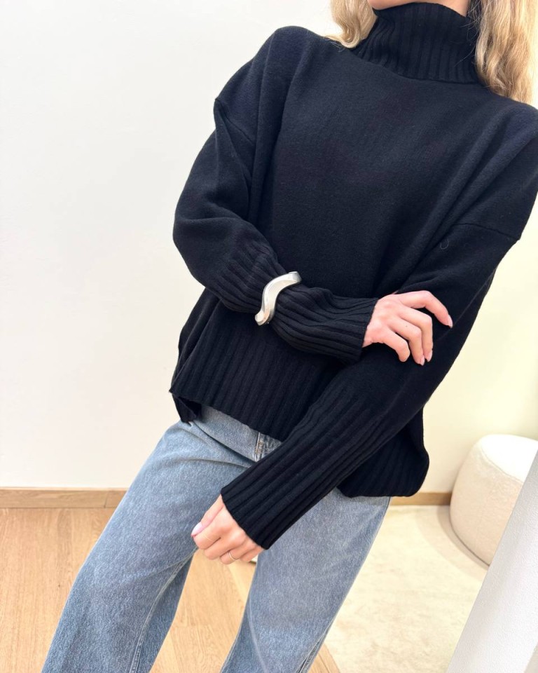 Maglione over pura lana nero Vicolo Shop Online Maglione over pura lana nero Vicolo