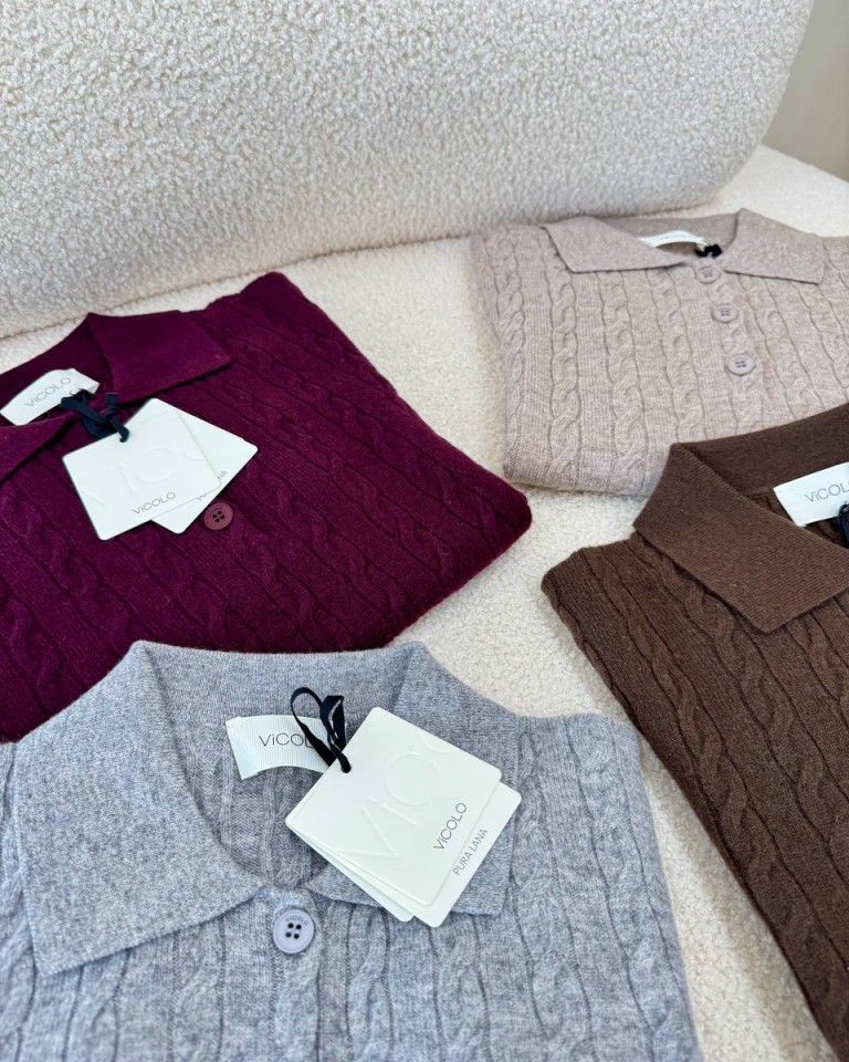Maglia trecce manica corta polo beige mélange Vicolo Shop Online Maglia trecce manica corta polo beige mélange Vicolo