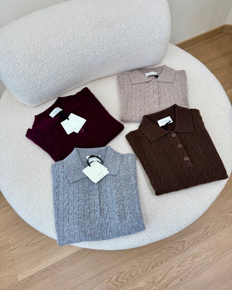 Maglia trecce manica corta polo moro Vicolo Shop Online Maglia trecce manica corta polo moro Vicolo