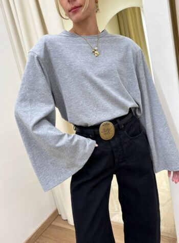 Shop Online Maglia manica ampissima spalle imbottite grigia Vicolo