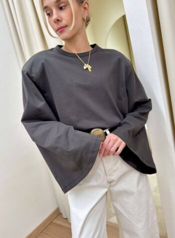 Shop Online Maglia manica ampissima spalle imbottite moro Vicolo