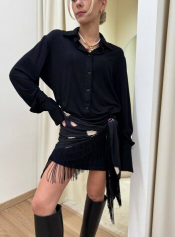 Shop Online Vestito corto pareo a pois nero e panna Tensione In