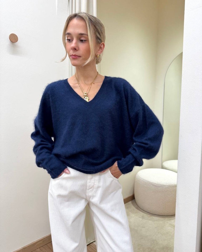 Maglione over scollo a V blu Souvenir Shop Online Maglione over scollo a V blu Souvenir