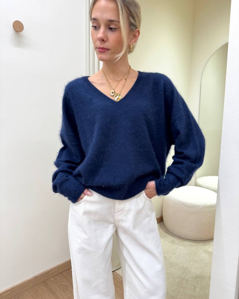 Maglione over scollo a V blu Souvenir Shop Online Maglione over scollo a V blu Souvenir