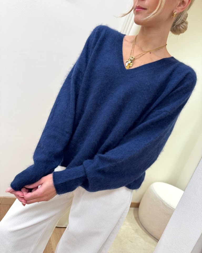 Maglione over scollo a V blu Souvenir Shop Online Maglione over scollo a V blu Souvenir