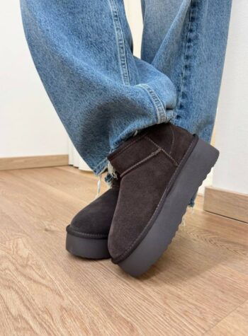 Shop Online Stivaletto platform in suede moro Ovyè