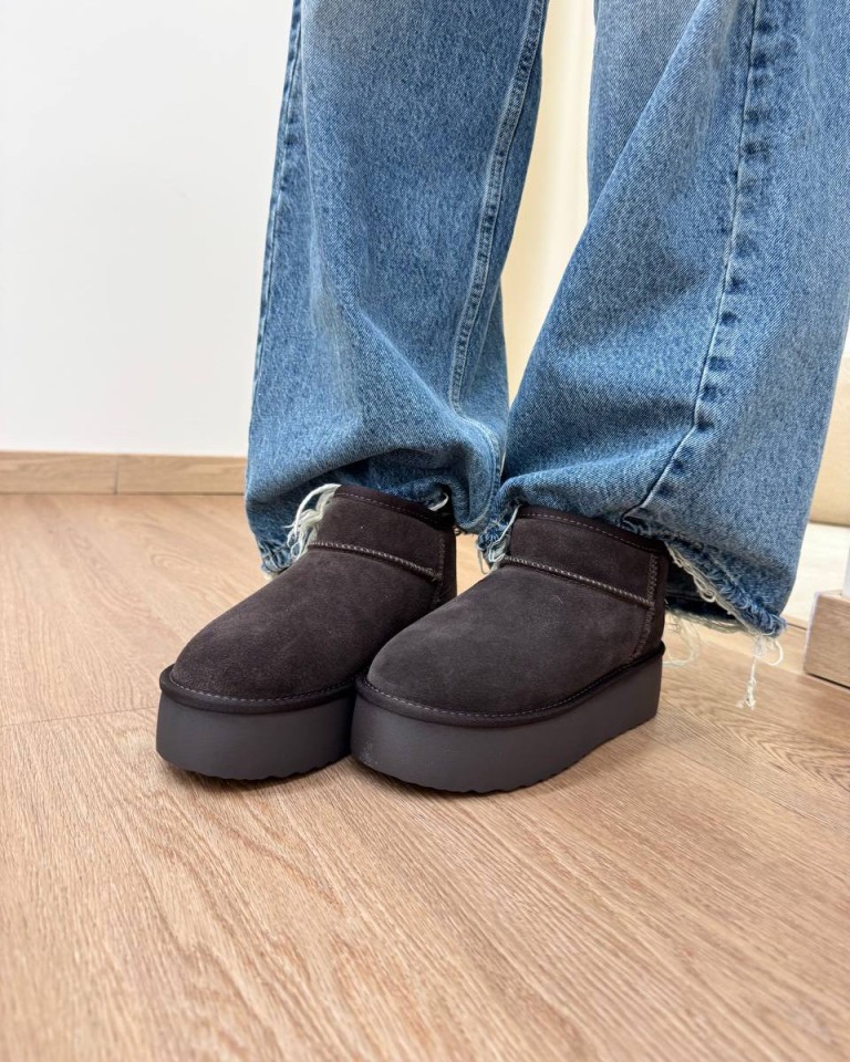 Stivaletto platform in suede moro Ovyè Shop Online Stivaletto platform in suede moro Ovyè