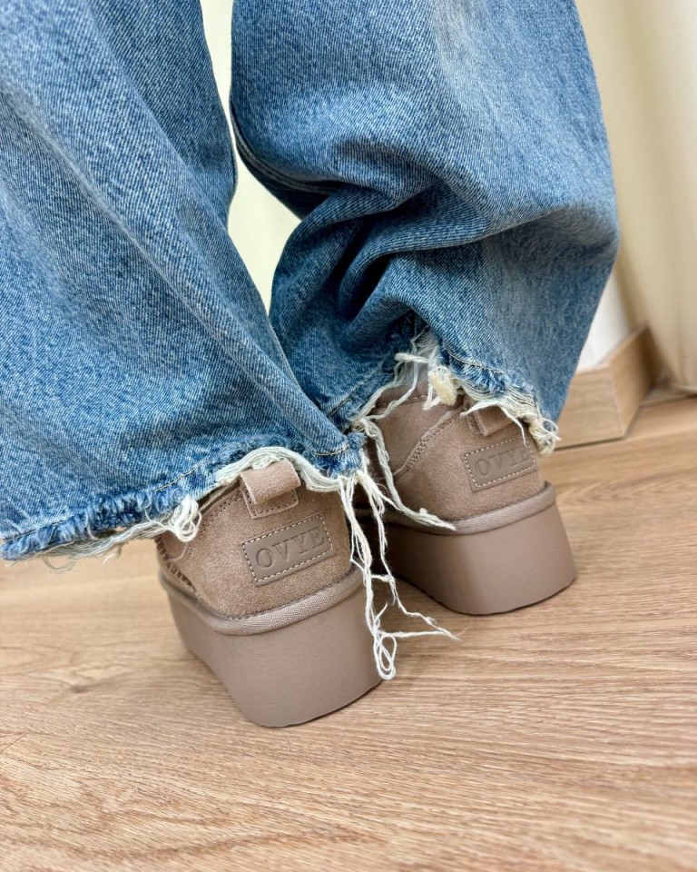 Stivaletto platform in suede taupe Ovyè Shop Online Stivaletto platform in suede taupe Ovyè