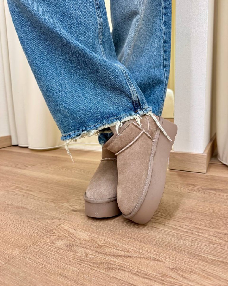 Stivaletto platform in suede taupe Ovyè Shop Online Stivaletto platform in suede taupe Ovyè