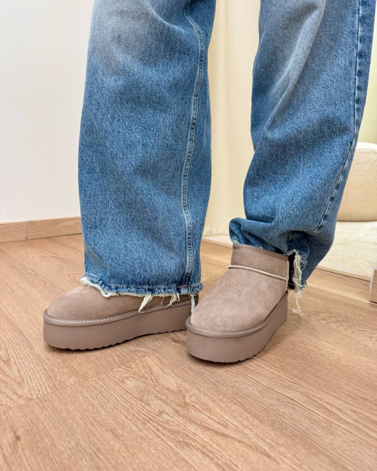 Stivaletto platform in suede taupe Ovyè Shop Online Stivaletto platform in suede taupe Ovyè