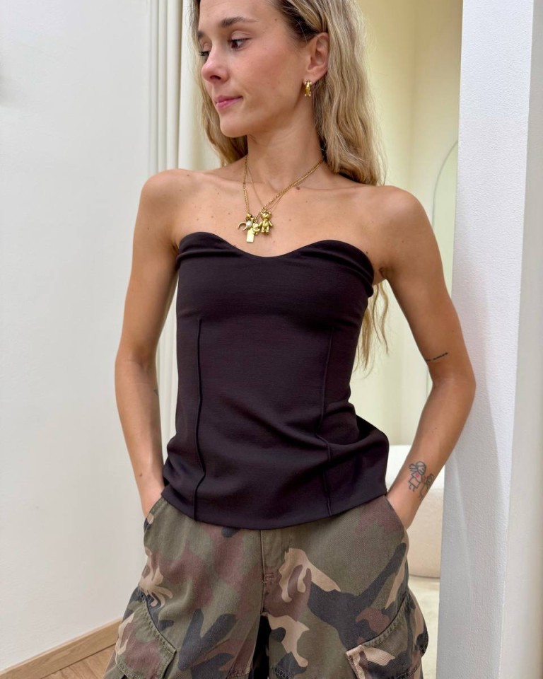 Top bustier in maglia moro Kontatto Shop Online Top bustier in maglia moro Kontatto