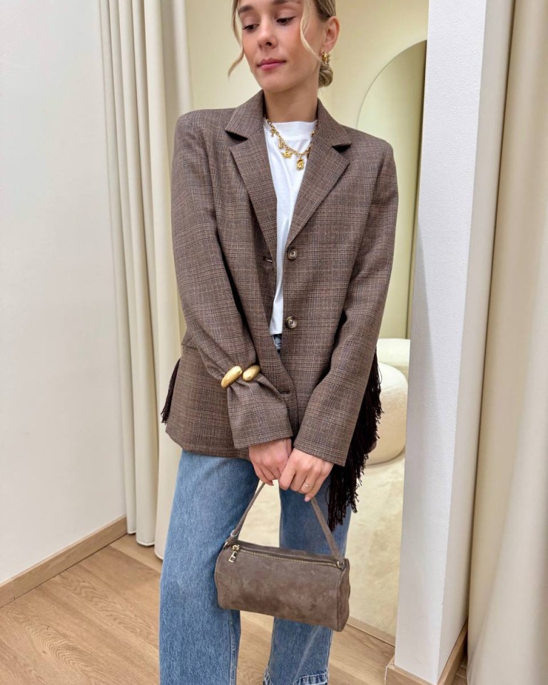 Giacca principe di Galles moro con frange Susy Mix Shop Online Giacca principe di Galles moro con frange Susy Mix