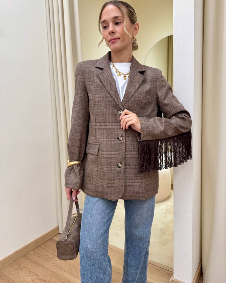 Giacca principe di Galles moro con frange Susy Mix Shop Online Giacca principe di Galles moro con frange Susy Mix