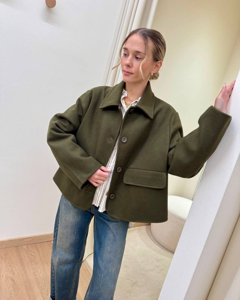 Cappotto corto over verde militare Tensione In Shop Online Cappotto corto over verde militare Tensione In