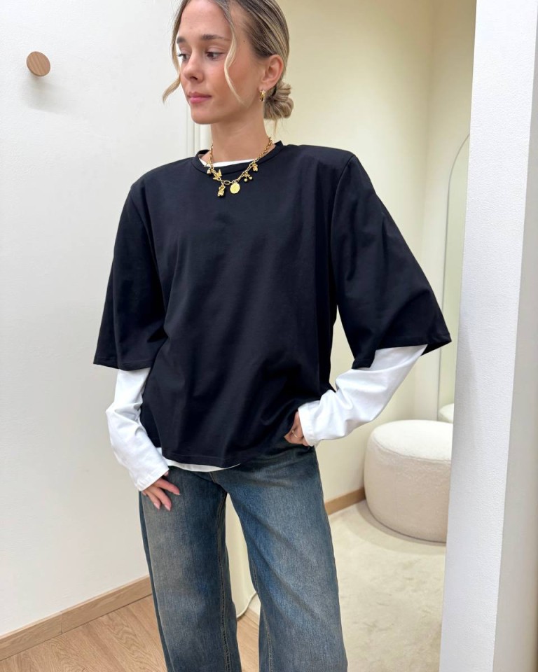 T-shirt e maglia doppia bianca e nera Susy Mix Shop Online T-shirt e maglia doppia bianca e nera Susy Mix