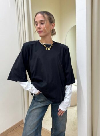 Shop Online T-shirt e maglia doppia bianca e nera Susy Mix