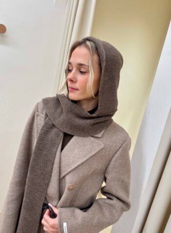 Shop Online Balaclava con sciarpa in maglia tortora HaveOne