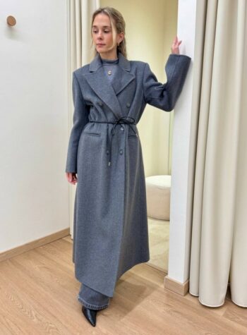 Shop Online Cappotto Hand Made lungo con cinturino grigio HaveOne