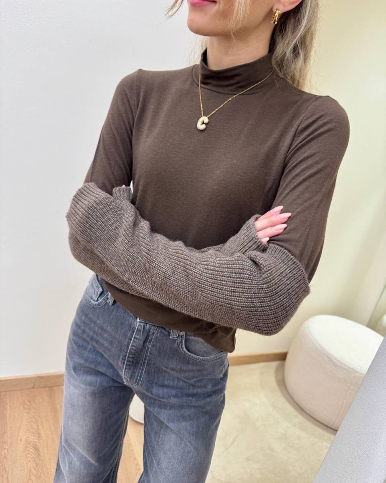 Manicotti in maglia tortora HaveOne Shop Online Manicotti in maglia tortora HaveOne