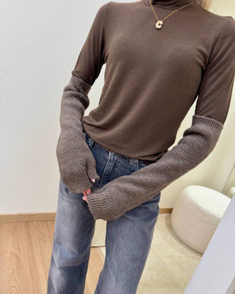Manicotti in maglia tortora HaveOne Shop Online Manicotti in maglia tortora HaveOne