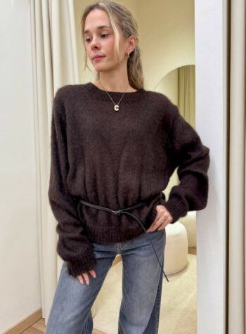 Shop Online Maglione girocollo con cinturino moka Souvenir