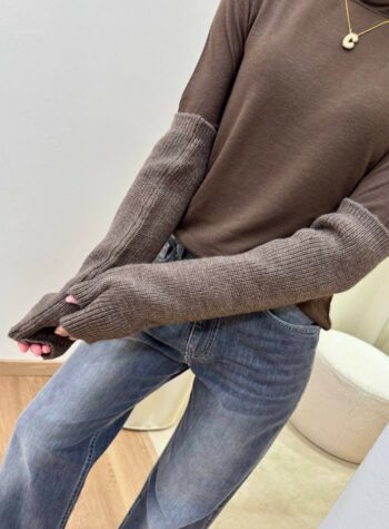 Shop Online Manicotti in maglia tortora HaveOne