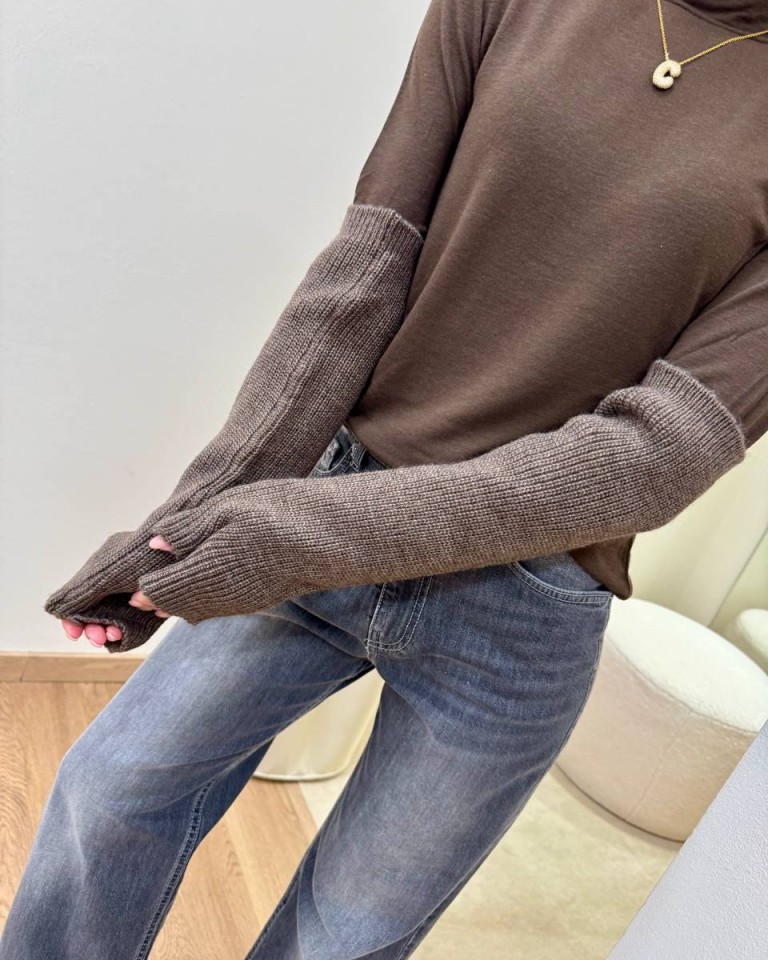 Manicotti in maglia tortora HaveOne Shop Online Manicotti in maglia tortora HaveOne