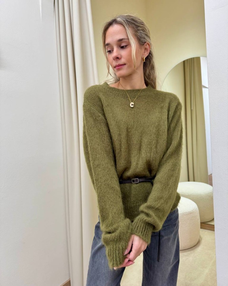 Maglione girocollo con cinturino muschio Souvenir Shop Online Maglione girocollo con cinturino muschio Souvenir