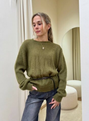 Shop Online Maglione girocollo con cinturino muschio Souvenir