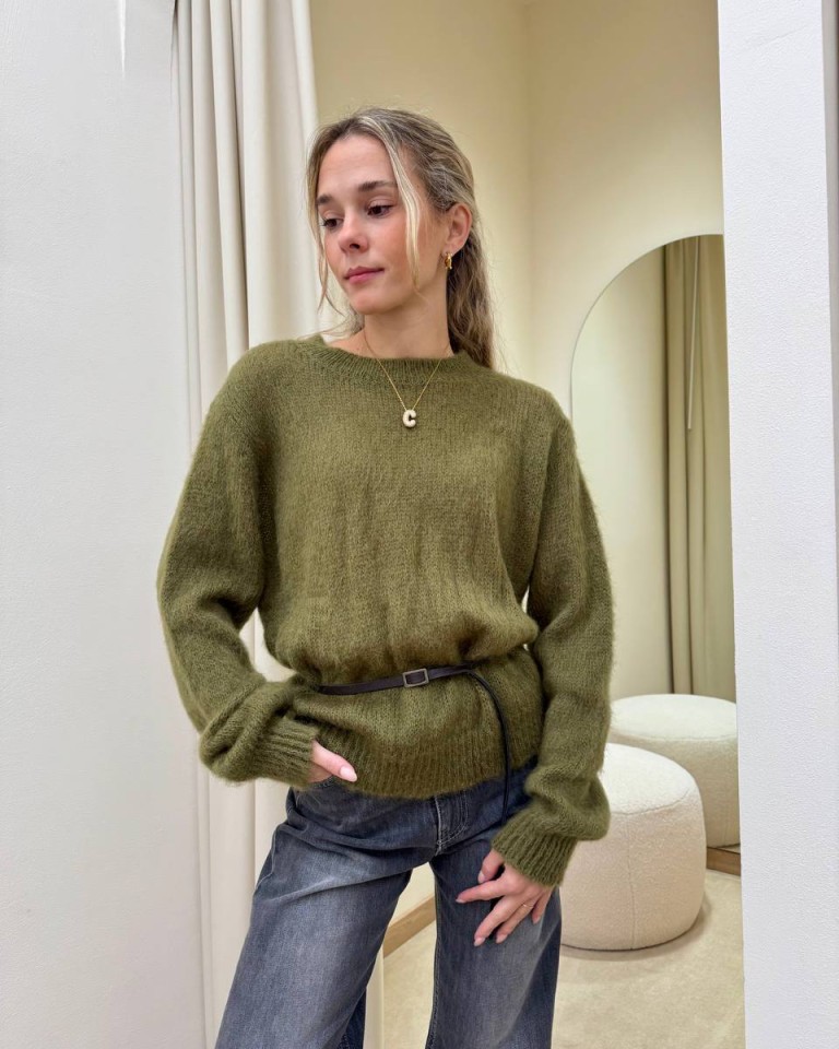 Maglione girocollo con cinturino muschio Souvenir Shop Online Maglione girocollo con cinturino muschio Souvenir