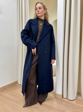 Shop Online Cappotto lungo Hand Made over doppiopetto blu Vicolo