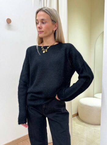 Shop Online Maglione scollo a barca nero Kontatto