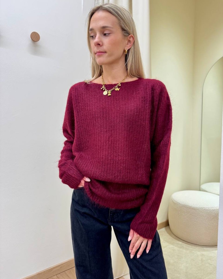 Maglione scollo a barca marsala Kontatto Shop Online Maglione scollo a barca marsala Kontatto