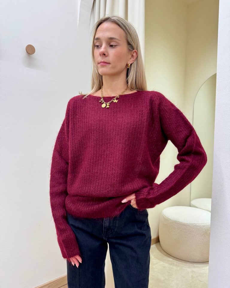 Maglione scollo a barca marsala Kontatto Shop Online Maglione scollo a barca marsala Kontatto
