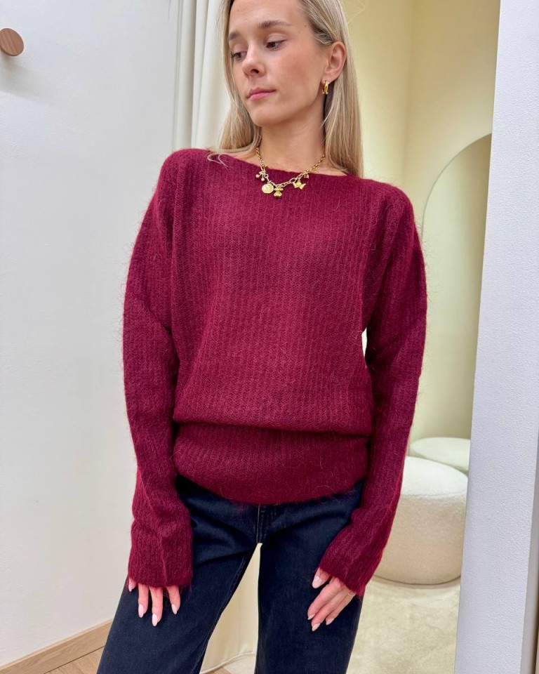 Maglione scollo a barca marsala Kontatto Shop Online Maglione scollo a barca marsala Kontatto