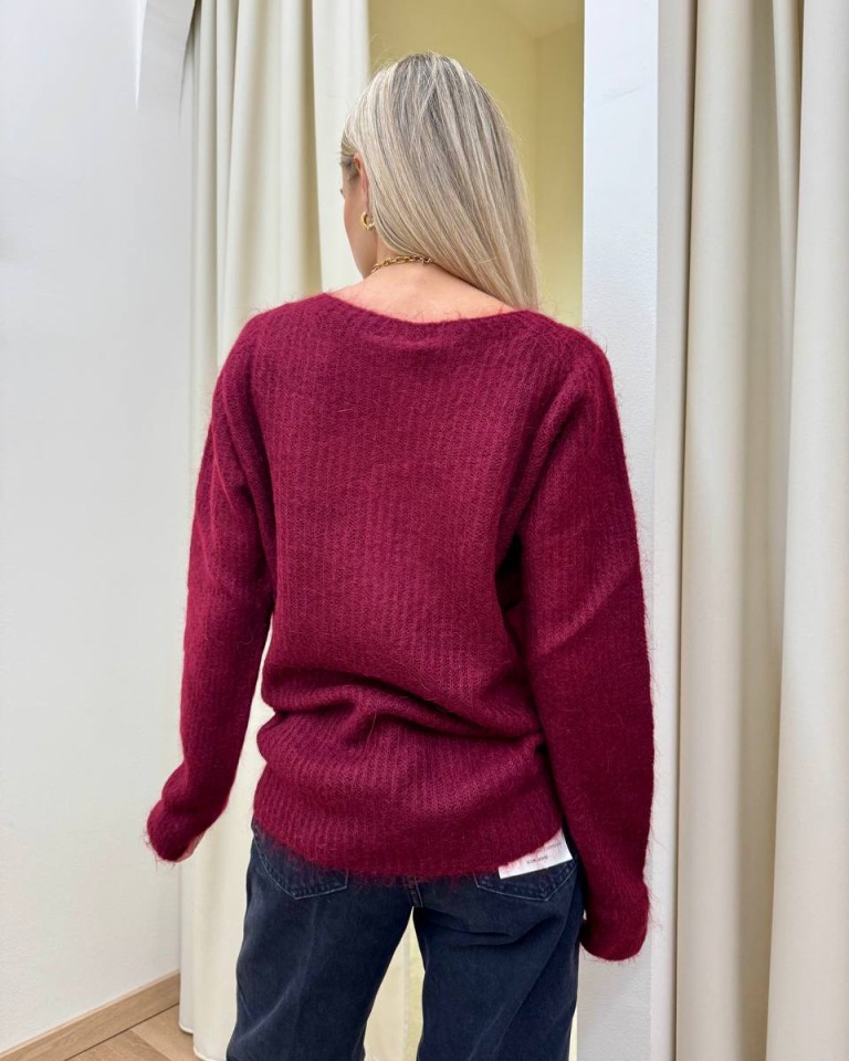 Maglione scollo a barca marsala Kontatto Shop Online Maglione scollo a barca marsala Kontatto